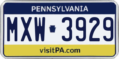 PA license plate MXW3929