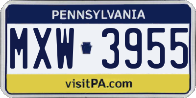 PA license plate MXW3955