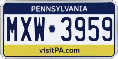PA license plate MXW3959