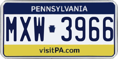 PA license plate MXW3966