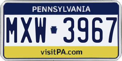 PA license plate MXW3967