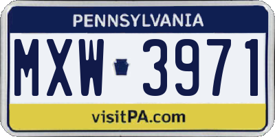 PA license plate MXW3971