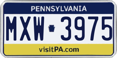 PA license plate MXW3975