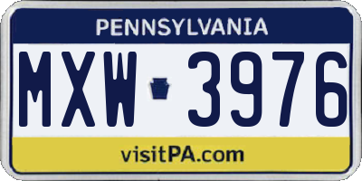 PA license plate MXW3976