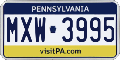 PA license plate MXW3995