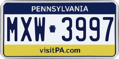 PA license plate MXW3997