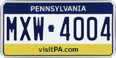 PA license plate MXW4004