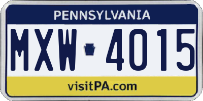 PA license plate MXW4015