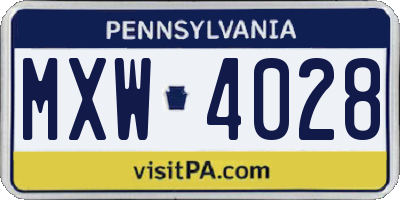 PA license plate MXW4028
