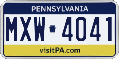PA license plate MXW4041