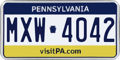 PA license plate MXW4042