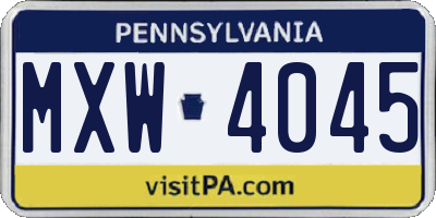 PA license plate MXW4045