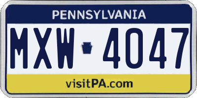 PA license plate MXW4047