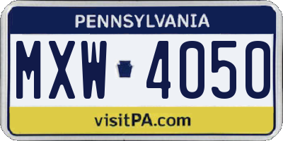 PA license plate MXW4050