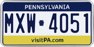 PA license plate MXW4051
