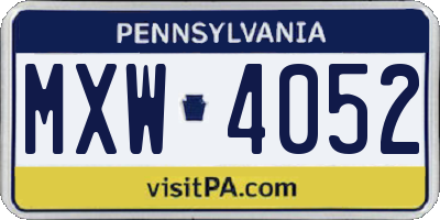 PA license plate MXW4052