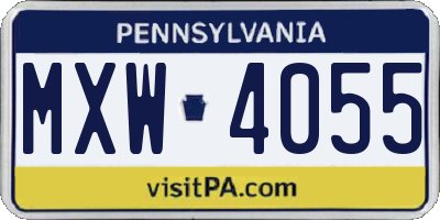 PA license plate MXW4055