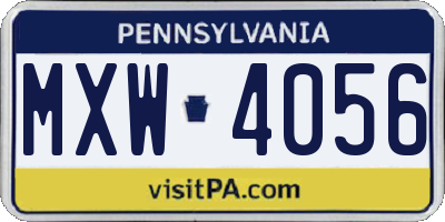 PA license plate MXW4056