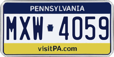 PA license plate MXW4059