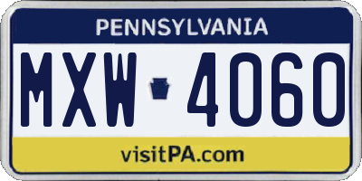 PA license plate MXW4060