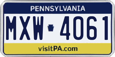 PA license plate MXW4061