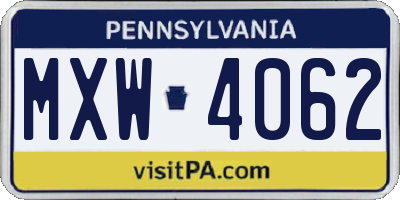 PA license plate MXW4062