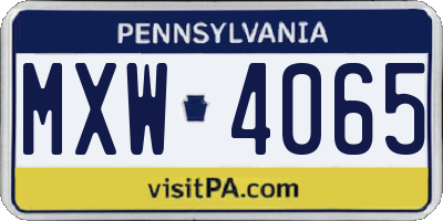 PA license plate MXW4065