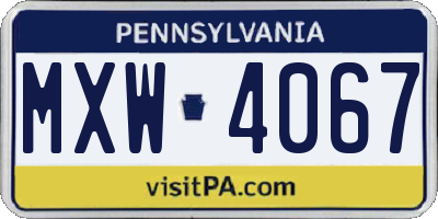 PA license plate MXW4067