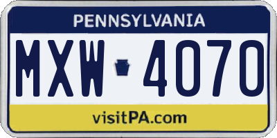 PA license plate MXW4070