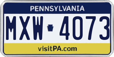 PA license plate MXW4073