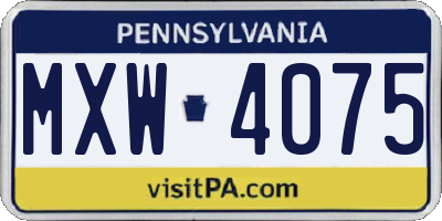 PA license plate MXW4075