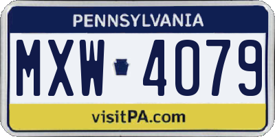 PA license plate MXW4079