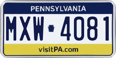 PA license plate MXW4081