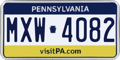 PA license plate MXW4082