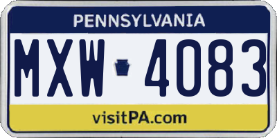 PA license plate MXW4083