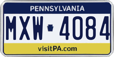 PA license plate MXW4084