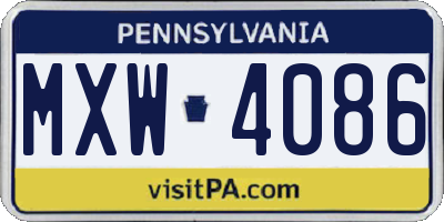 PA license plate MXW4086