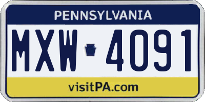 PA license plate MXW4091