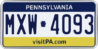 PA license plate MXW4093