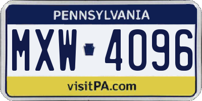 PA license plate MXW4096