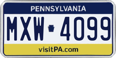 PA license plate MXW4099