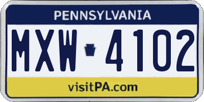 PA license plate MXW4102