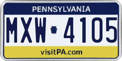PA license plate MXW4105