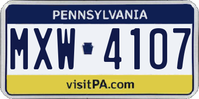 PA license plate MXW4107