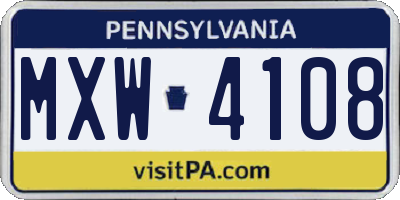 PA license plate MXW4108