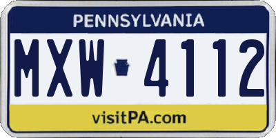 PA license plate MXW4112
