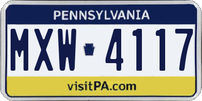PA license plate MXW4117