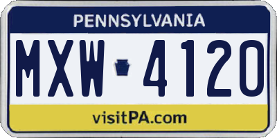 PA license plate MXW4120