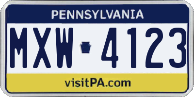 PA license plate MXW4123