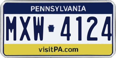 PA license plate MXW4124